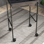 Black Bird Cage for Budgies Canaries Finches with Stand Wheels Storage Shelf by PawHut