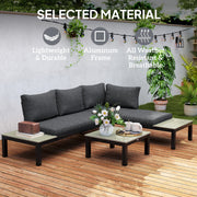 3 Piece Aluminium Garden Furniture Set with Cushions and Coffee Table Dark Grey by Outsunny