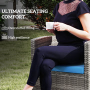 Sky Blue Garden Seat Cushion Pads Set of 3 for Rattan Furniture by Outsunny