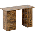 Computer Desk with Drawers and 3 Storage Shelves for Home Office Workstation, Rustic Brown