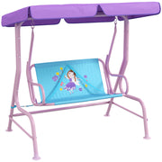 Fairy Themed Kids Garden Swing Seat For Two With Adjustable Canopy And Safety Harnesses