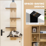 4 Level Door Mounted Cat Tree With Plush Mats And Toys For Indoor Climbing Grey