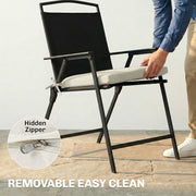 Outdoor Seat Cushions for Garden Chairs with Thick Foam and Water-Repellent Covers Cream White Outsunny