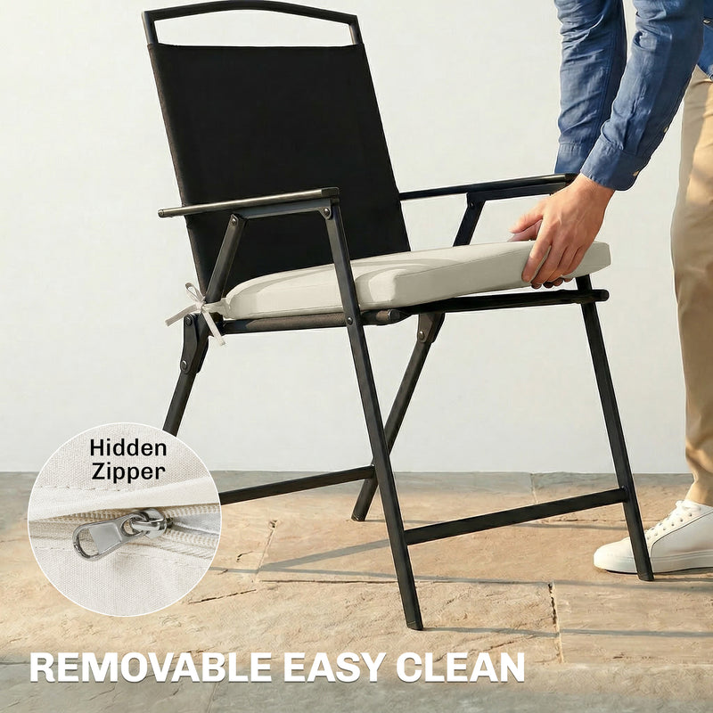 Outdoor Seat Cushions for Garden Chairs with Thick Foam and Water-Repellent Covers Cream White Outsunny