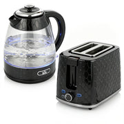 Fast Boil Kettle and 2 Slice Toaster Set with Adjustable Browning Control Black AOSOM