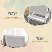 2 in 1 Kids Art Easel With Double Sided Whiteboard Chalkboard And Storage Shelf, White