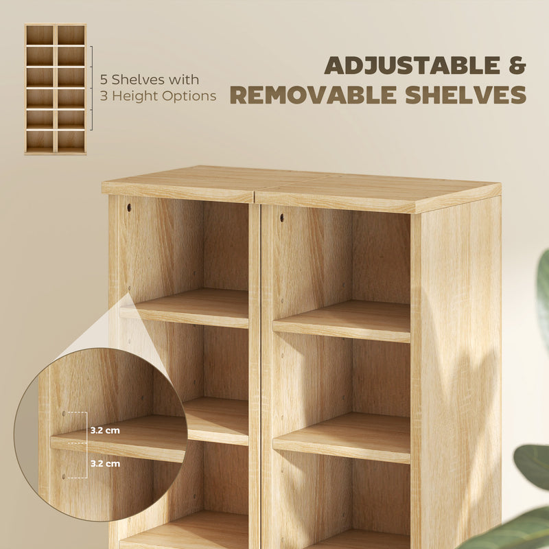 CD and Media Storage Shelves Set of 2 with Adjustable Compartments Oak AOSOM