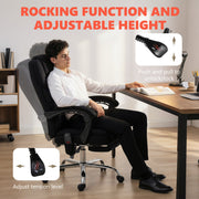 Massage Office Chair with Reclining Back and Heated Lumbar Support Black AOSOM