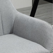 Set of 4 Upholstered Linen Dining Chairs with Metal Legs for Kitchen or Living Room, Light Grey