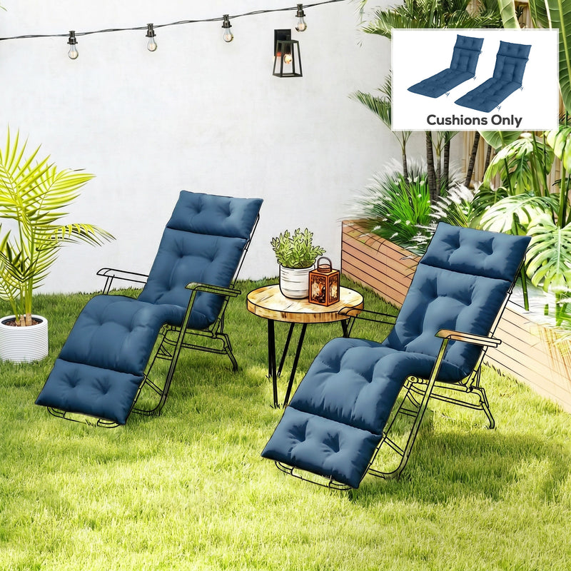 Lounger Cushions Set of 2 for Outdoor Recliners with Tie Fastenings Navy Blue Outsunny