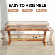 Wood Garden Bench for Two with Backless Design and Weather Resistant Finish Carbonised Outsunny