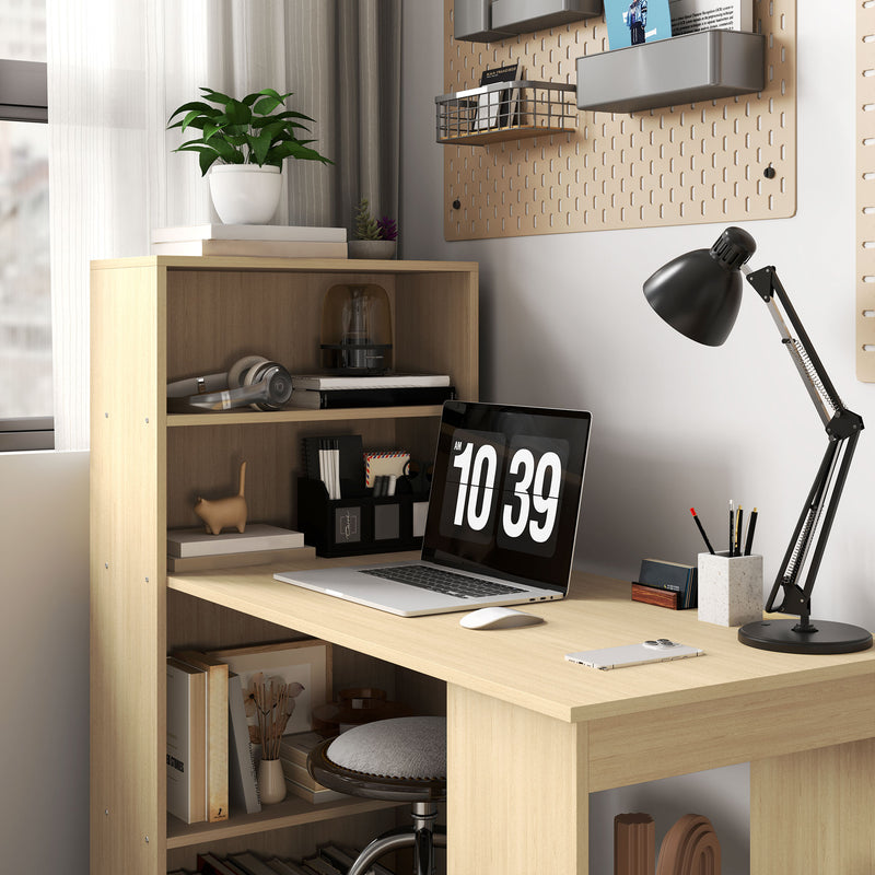 120cm Modern Computer Desk with 6 Shelves Natural Wood Finish by HOMCOM