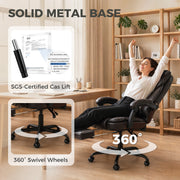 Office Chair with Reclining Back and Pull Out Footrest for All Day Comfort Brown Homcom