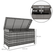 Dark Grey 627L Rattan Garden Storage Box Weatherproof Outdoor Chest by Outsunny