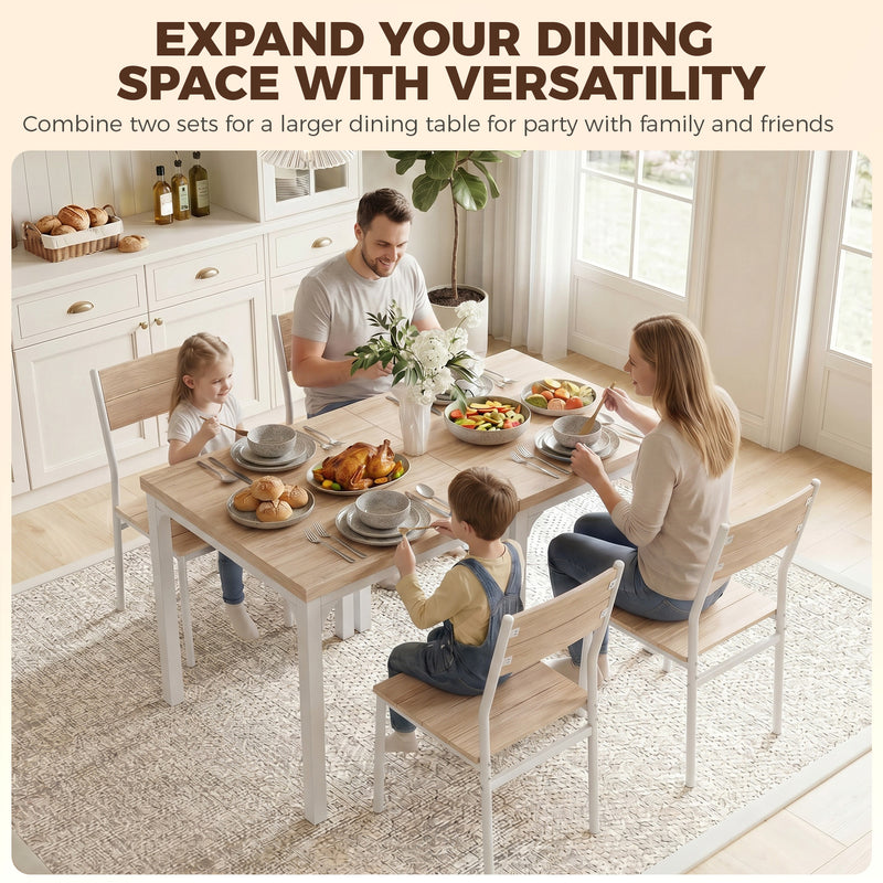 Compact Dining Table and 2 Chairs Set for Small Kitchens or Flats Oak Wood Effect White