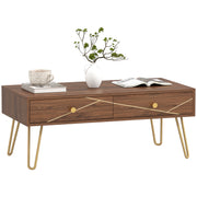 Modern Coffee Table with Gold Hairpin Legs and Drawers for Living Room 100cm by HOMCOM