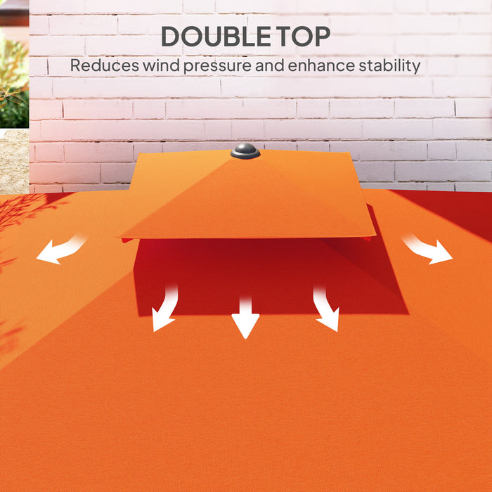 Orange 2.5m Cantilever Garden Parasol with Lever and Cross Base by Outsunny