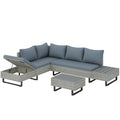 Rattan Corner Sofa Set with Adjustable Backrest for Spacious Outdoor Lounging, Grey Outsunny
