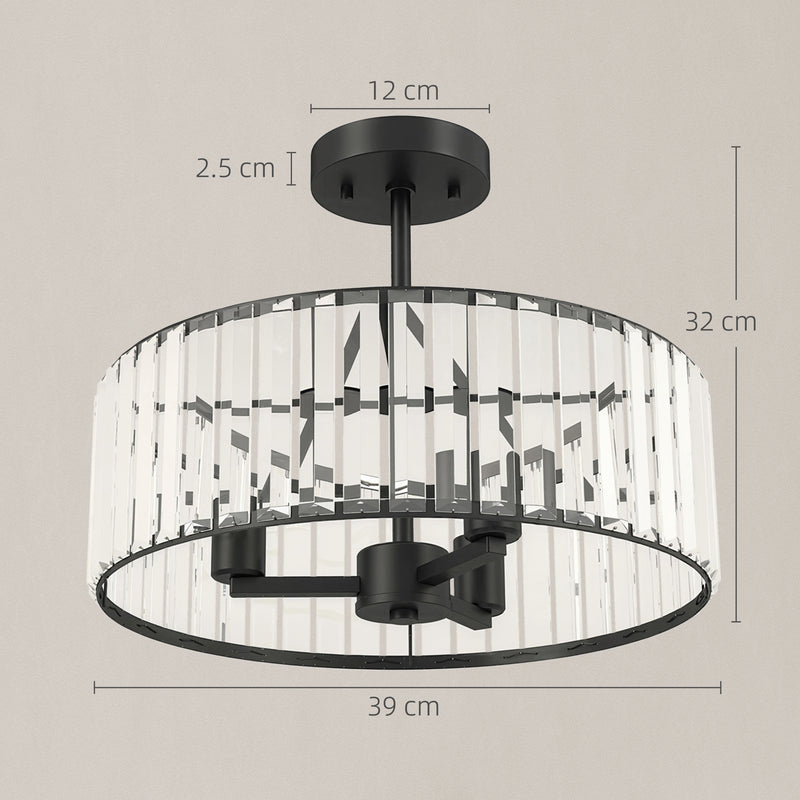 Crystal Ceiling Light for Brightening Bedrooms or Living Rooms Semi Flush Black