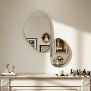 Set of 2 Pebble Shaped Wall Mirrors Ideal for Hallways and Bedrooms Black AOSOM