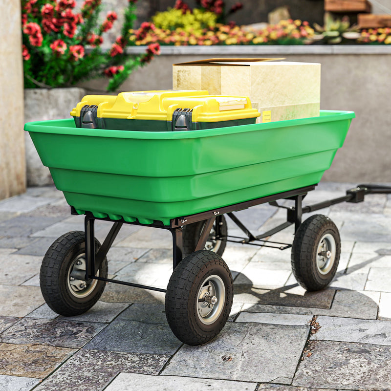 Set of 4 Black 10 Inch Pneumatic Wheelbarrow Replacement Wheels for Garden Carts and Sack Trucks by Outsunny AOSOM
