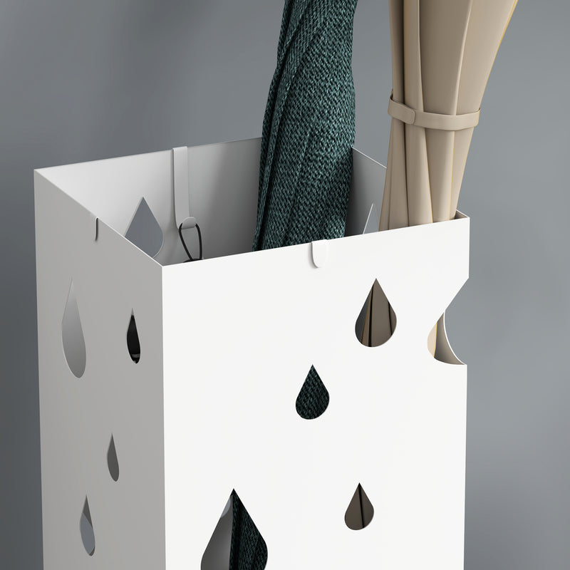 Steel Umbrella Stand for Hallway Storage Holds Up to 6 Umbrellas, White