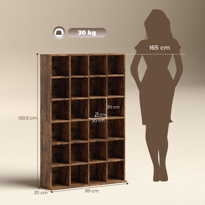 Adjustable CD Storage Cabinet With Multiple Shelves Ideal For Home Office Rustic Brown AOSOM