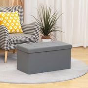 Foldable Storage Ottoman Bench With 89L Capacity Ideal For Bedroom Or Hallway Grey