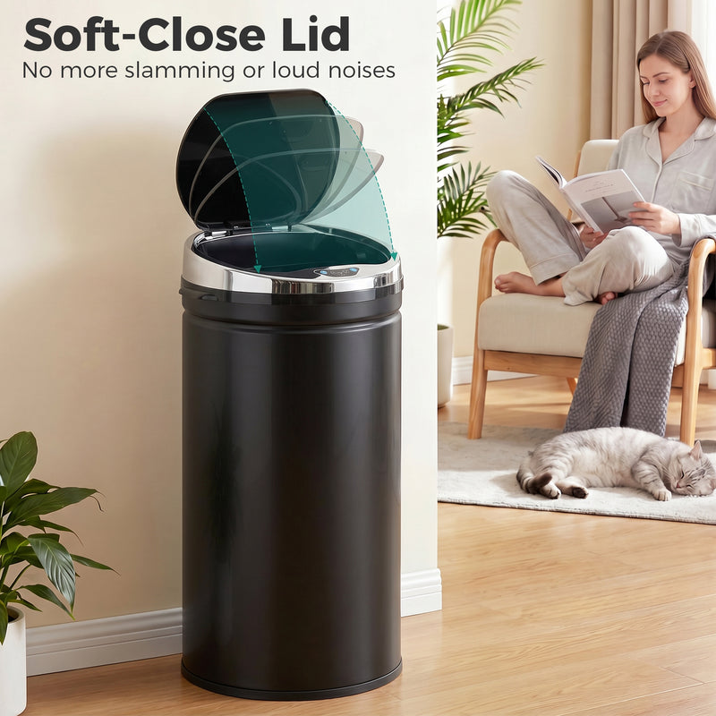 Sensor Kitchen Bin 42L Touch Free with Soft Close Lid for Easy Hygienic Waste Disposal Black