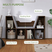 Bookcase Storage Shelf with Cushioned Reading Seat Cube Organiser Chestnut by HOMCOM