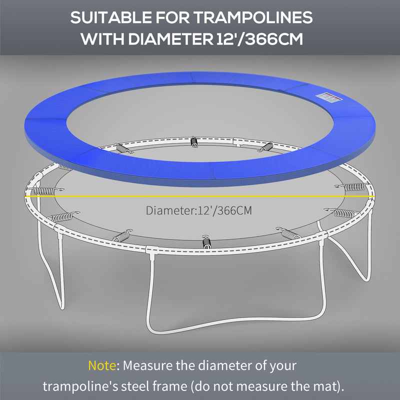 HOMCOM 12ft Trampoline Pad, Φ366cm Trampoline Accessories Surround Pad Thick Foam Pads Padding Replacement Spare, Blue