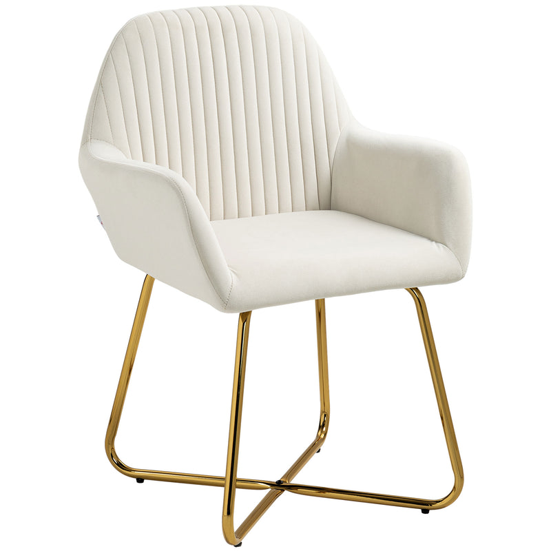 Modern Upholstered Armchair with Gold Metal Frame Ideal for Living Room Comfort Cream White