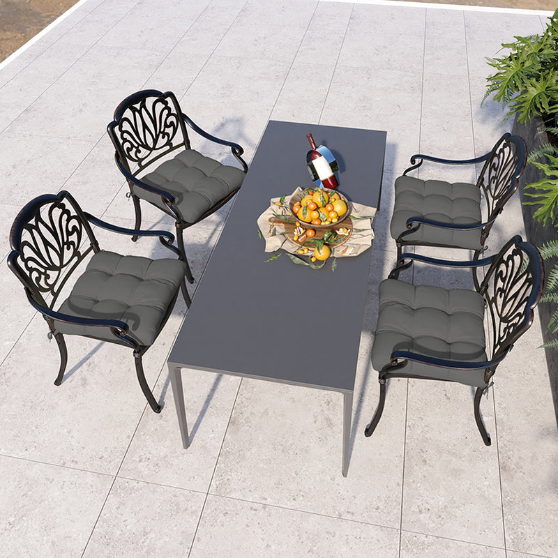 Charcoal Grey 4 Piece Garden Chair Cushion Set With Ties For Indoor Or Outdoor Use
