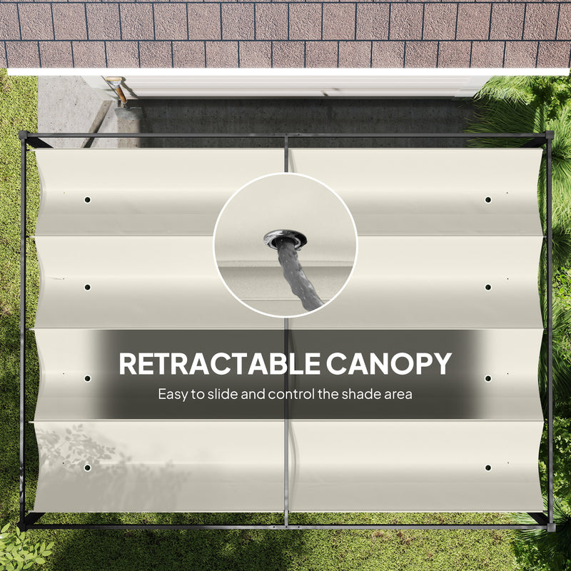 4 x 3m Metal Pergola With Retractable Roof Shade Ideal For Patio Or Garden Use Cream White AOSOM