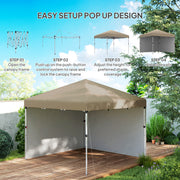 Khaki 3m x 3m Pop Up Gazebo with Sidewalls Leg Weight Bags and Wheeled Bag by Outsunny