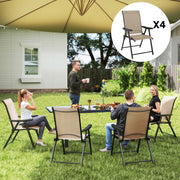 Set of Four Folding Outdoor Chairs Brown and Black Weather Resistant by Outsunny