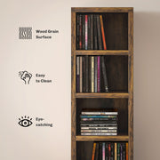Tall Narrow CD Media Storage Tower Rustic Brown by HOMCOM