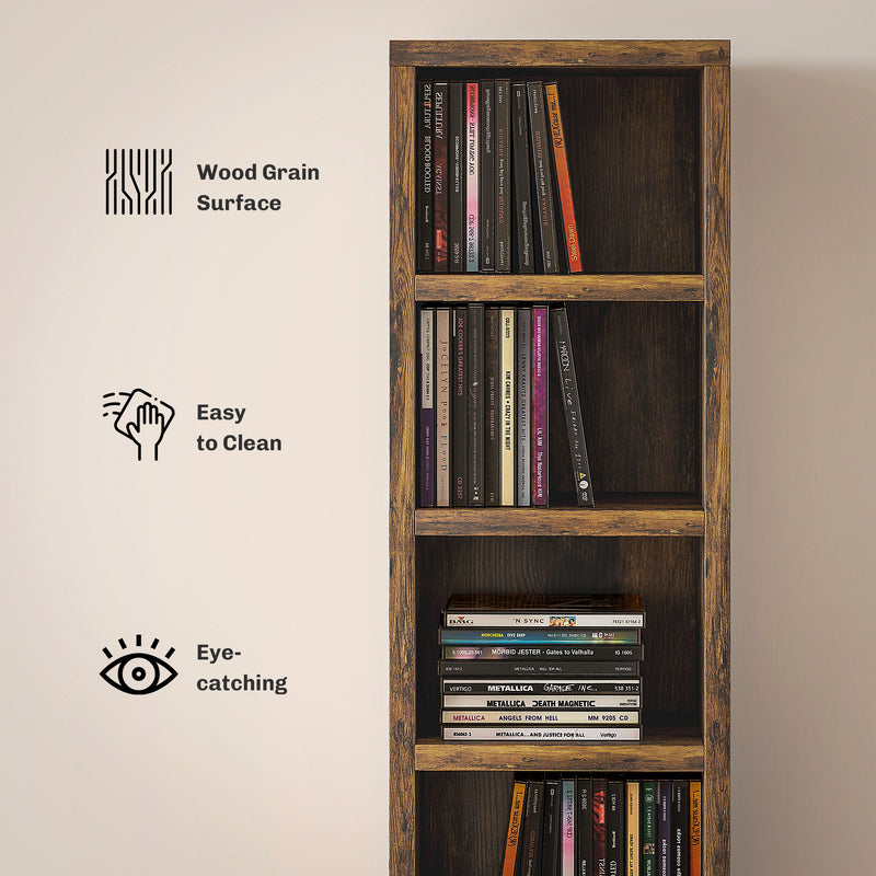 Tall Narrow CD Media Storage Tower Rustic Brown by HOMCOM
