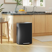 50L Pedal Kitchen Bin with Soft Close Lid and Removable Inner Bucket for Home Black
