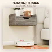 Floating Bedside Tables Set of 2 with Drawer and Shelf for Space Saving Bedroom Storage Grey AOSOM