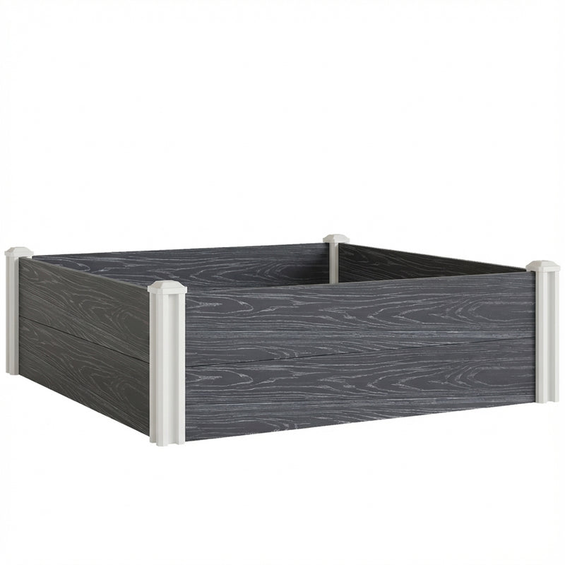 Raised Garden Bed for Easy Vegetable and Flower Growing with Open Bottom Drainage, Dark Grey Outsunny