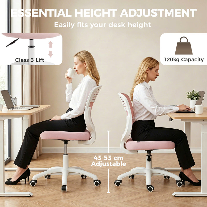 Compact Desk Chair for Small Bedrooms or Home Offices with Mesh Back