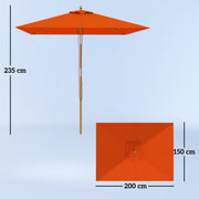 Orange Wooden Garden Parasol with Crank Handle for Outdoor Shade by Outsunny