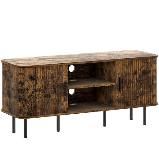 TV Stand Cabinet for TVs up to 55 Inches with Storage Shelves and Cupboard, Rustic Brown