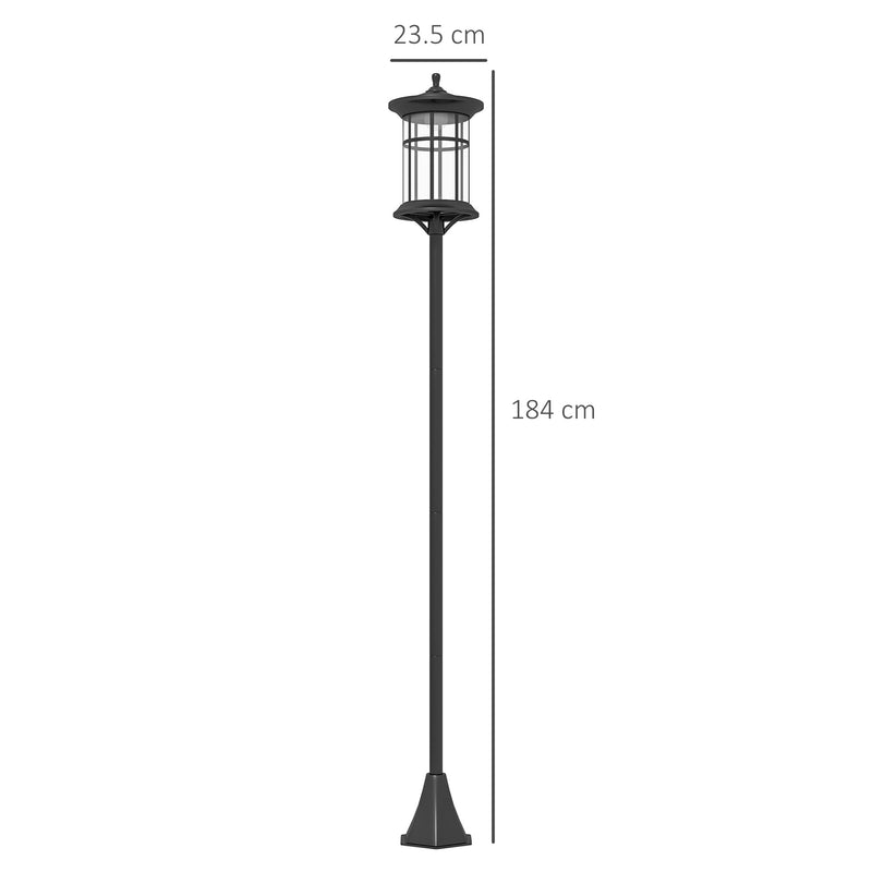 Set of Two 1.8m Black Traditional Style Outdoor Solar Lamp Posts by Outsunny