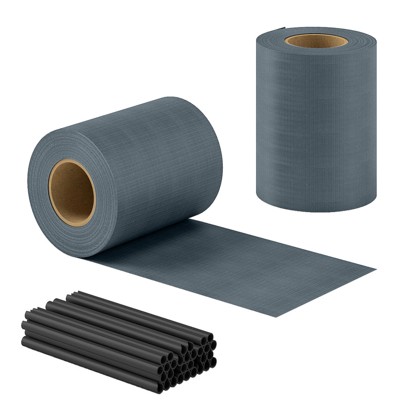 Garden Privacy Screen Fence for Wind and Sun Protection Waterproof PVC Grey AOSOM