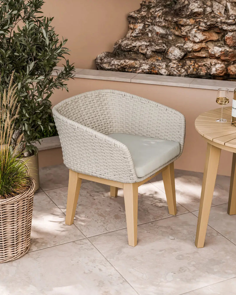 Roma 2 Seater Acacia Wood Garden Bistro Set with Eden Dusk Chairs, Warm Beige
