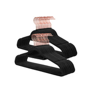 Black Velvet Clothes Hangers With Rose Gold Hooks Non Slip Space Saving Design for Wardrobes by Songmics