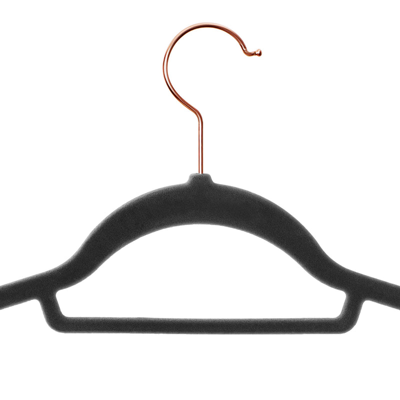 Black Velvet Clothes Hangers With Rose Gold Hooks Non Slip Space Saving Design for Wardrobes by Songmics