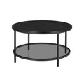 Round Faux Marble Coffee Table with Shelf Songmics
